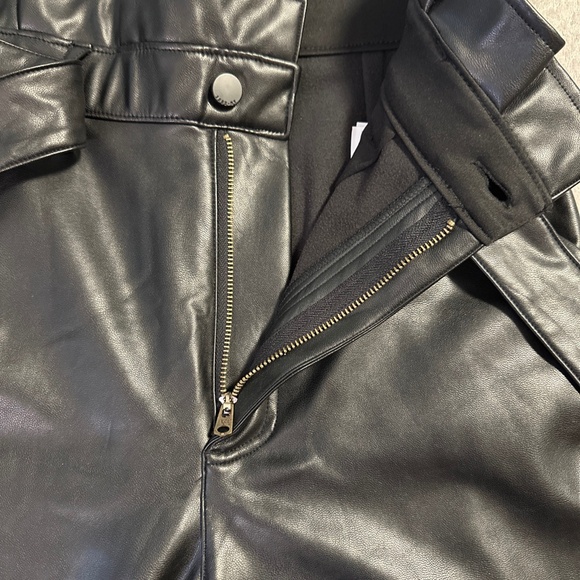 Abercrombie & Fitch Womens Black Small Paperbag 90's Straight Faux Leather Pants - Picture 4 of 11